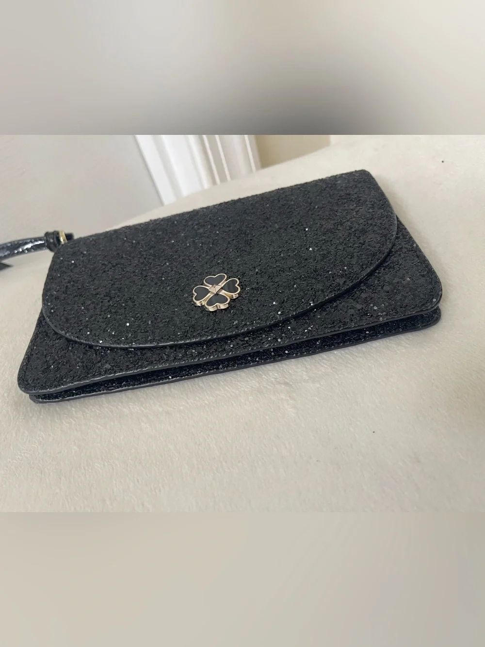 kate spade Black Glitter Wristlet Clutch